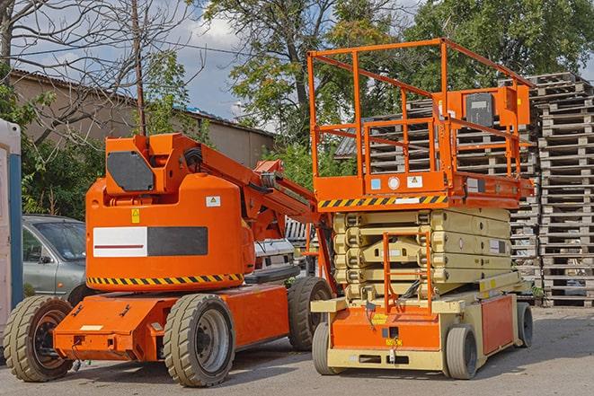 warehouse forklift in action during a busy workday in Auburn, CA